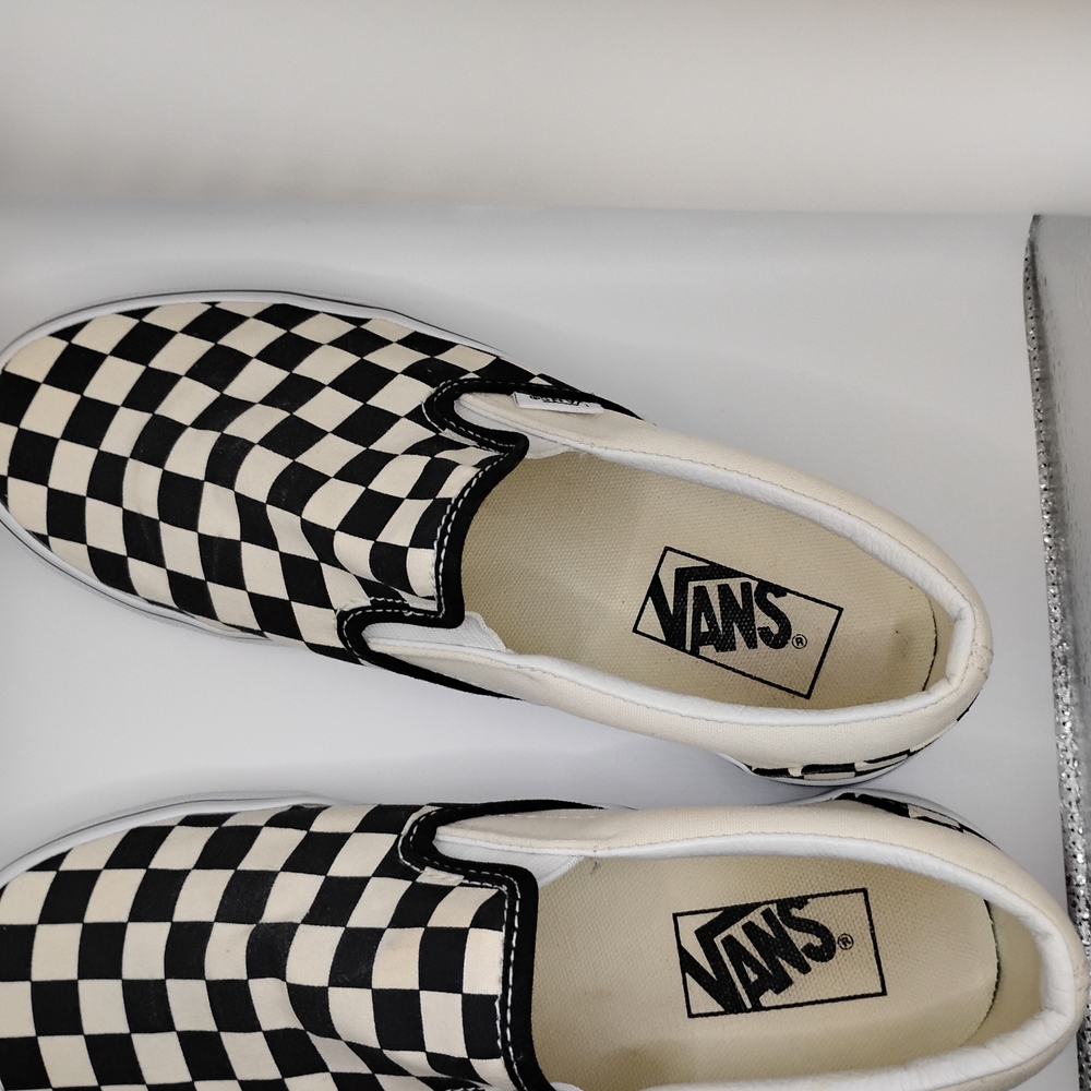 Vans Men's Checkered Black and White Slip-On Sneakers - Picture 5 of 5